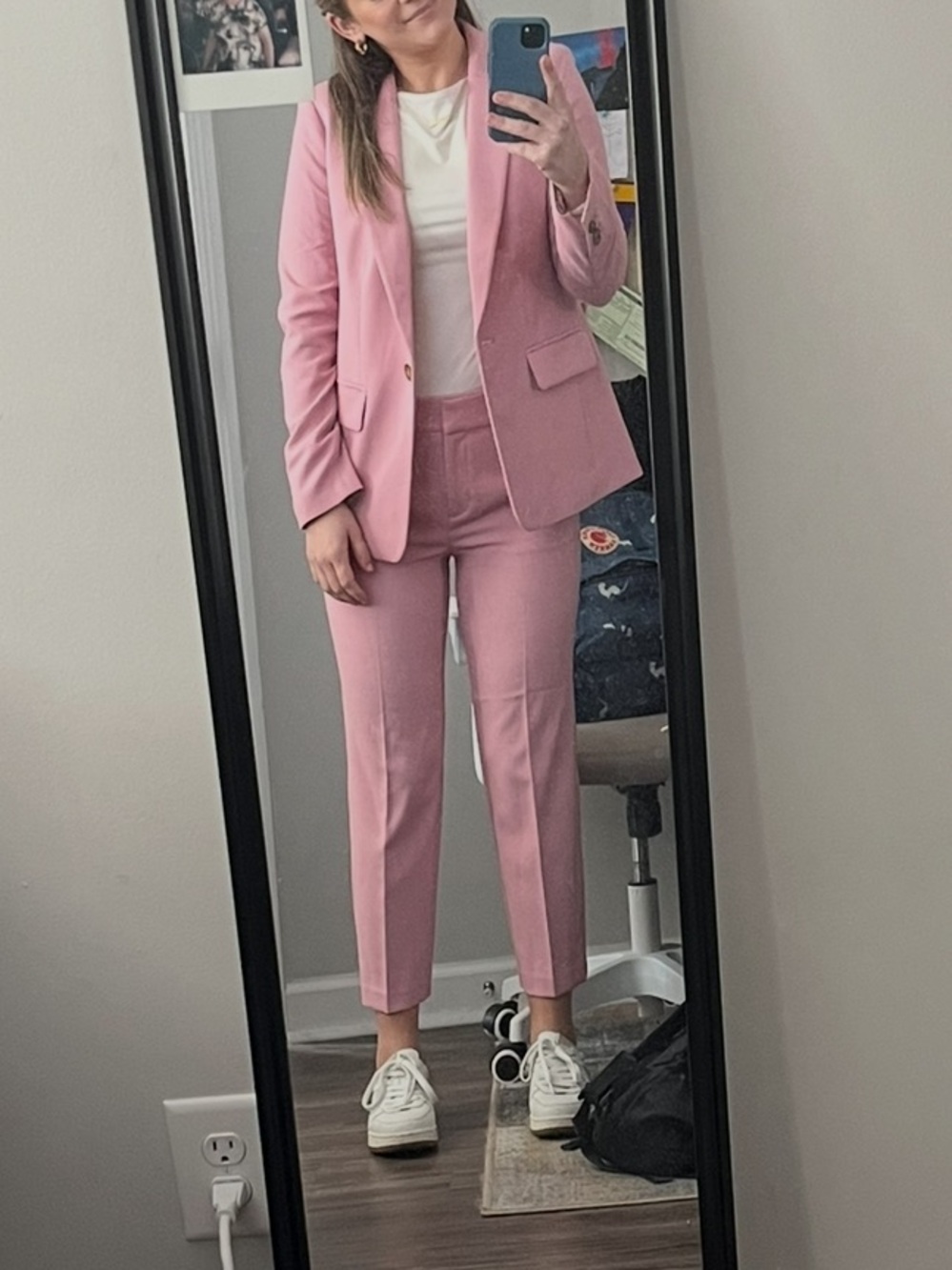 LOFT Pink Suit Set with Blazer and Cropped Tailored Pants